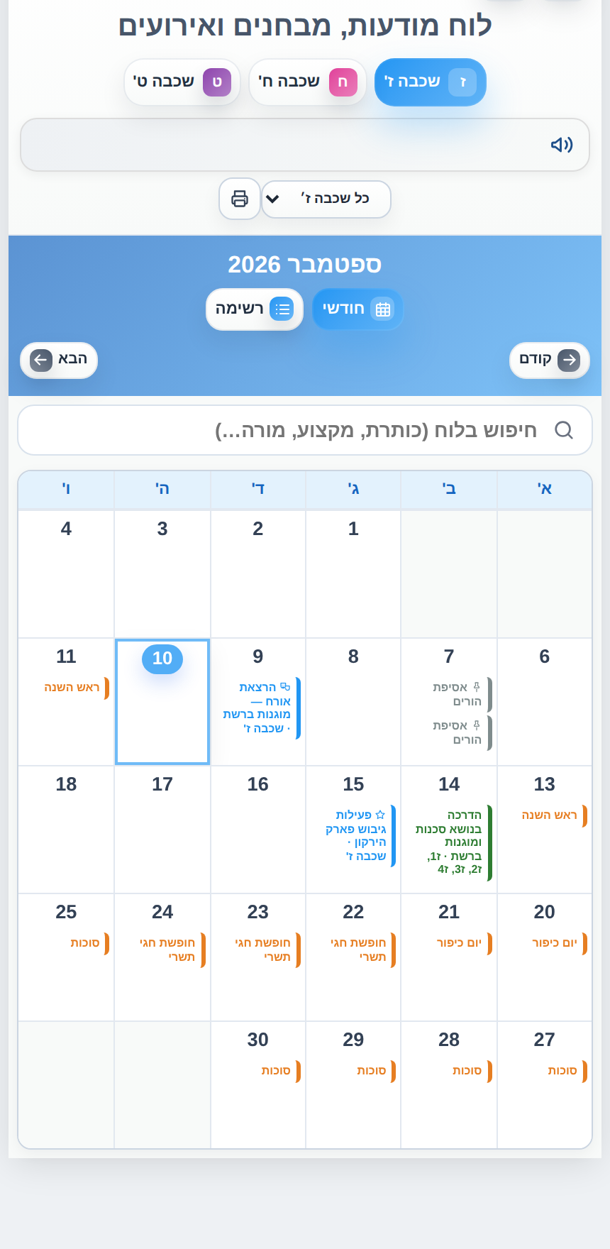 לוח המודעות במצב ניהול